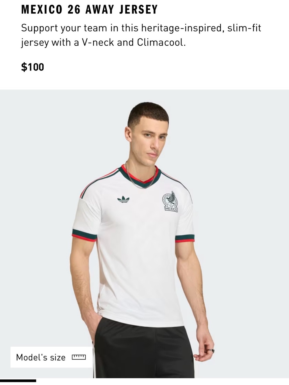 adidas White Mexico Inspired Short-Sleeve Jersey with Green & Red Trim